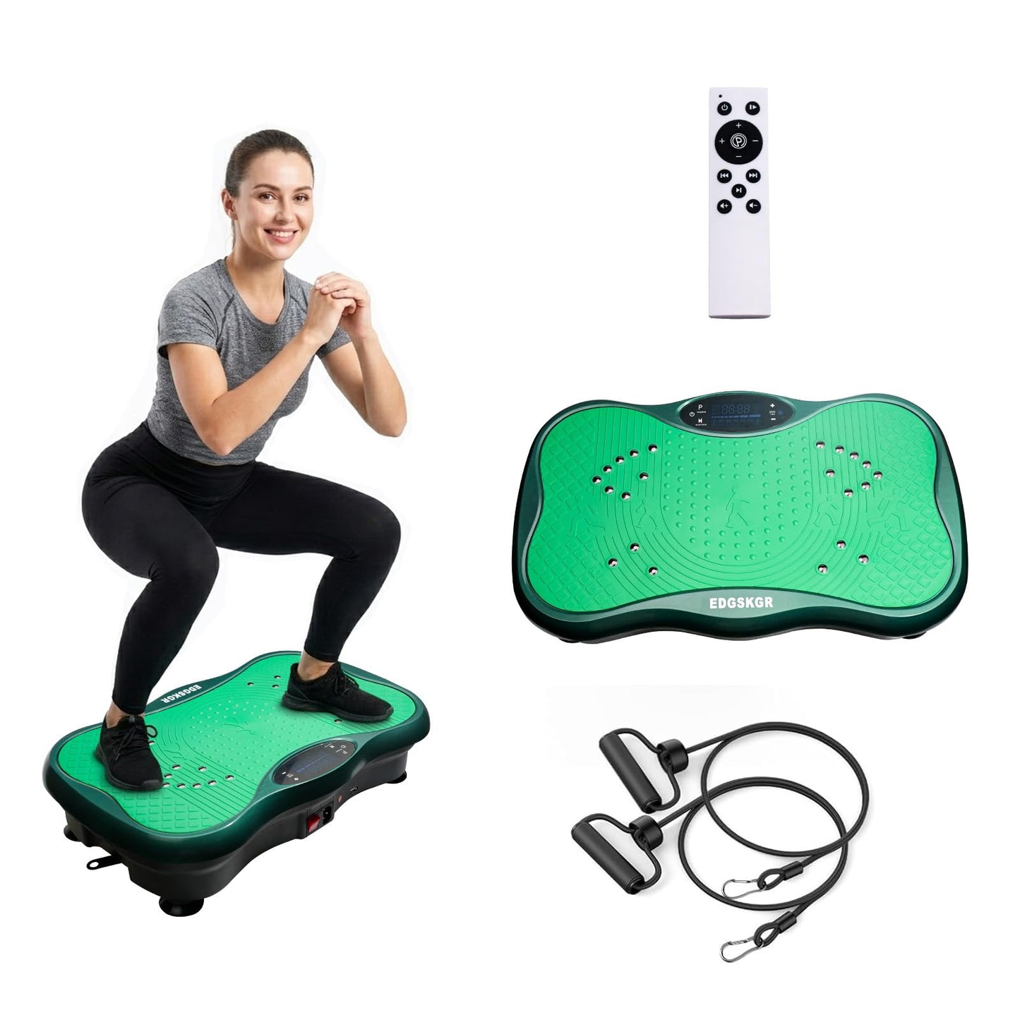 EDGSKGR Vibration Plate Exercise Machine for Whole Body Workout, Professional Vibrating Plate with 330lbs Capacity, 5 Preset Programs & Bluetooth for Home Office Lymphatic Drainage & Weight Loss