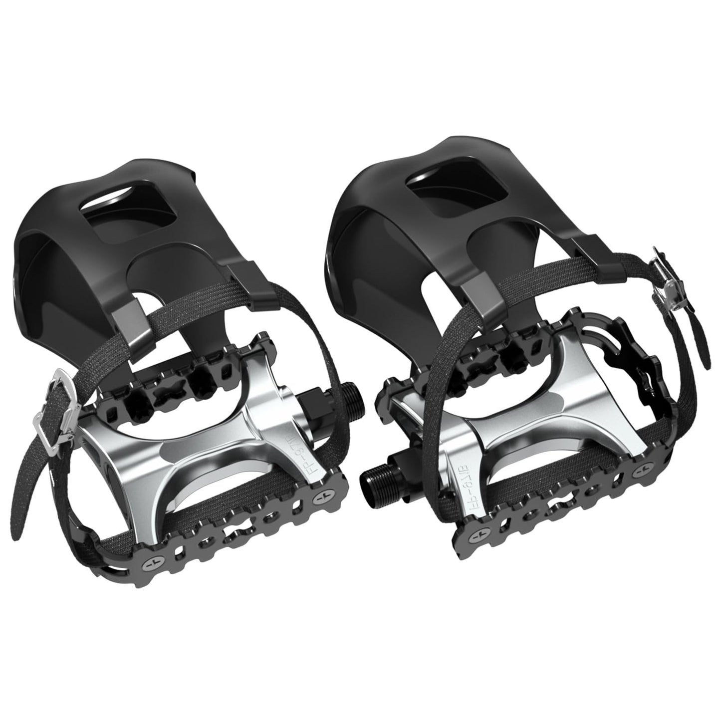 Bike Pedals,Grade Spin Bike Pedals with Toe Cages & Straps,Compatible with Road Bikes, Peloton, Mountain Bikes&MTB,Toe Clip Pedals Designed for Wide Shoes,Ideal for Indoor & Outdoor Cycling