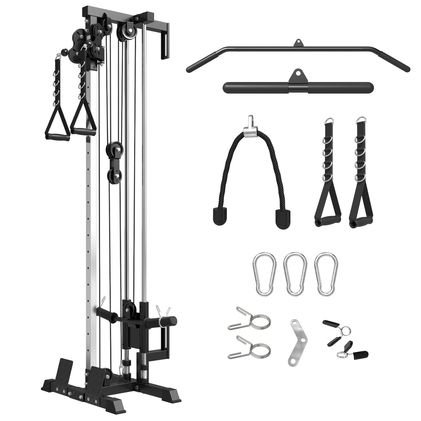 Mikolo Wall Mount Cable Station, Cable Crossover Machine with Dual Pulley System and 18 Adjustable Positions for Home Gym Fitness Equipment, Black