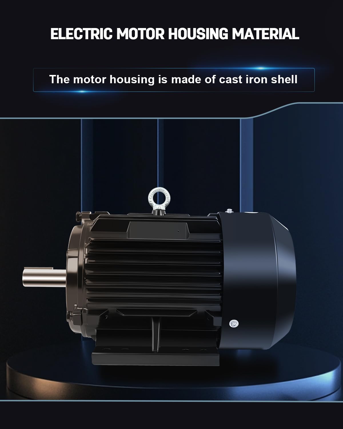 5HP Electric Motor Three Phase 1480/1770 RPM,184T Frame,1-1/8"Shaft Diameter CW/CCW Cast Iron Shell Air Compressor Motor