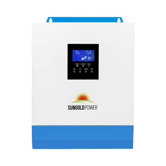 SUNGOLDPOWER 3000W 24V Solar Inverter All in One, 120Vac Input,120V Output Pure Sine Wave, 80A MPPT(PV Range 120-450Vdc) Solar Charger and 40A AC Battery Charger in Off Grid System