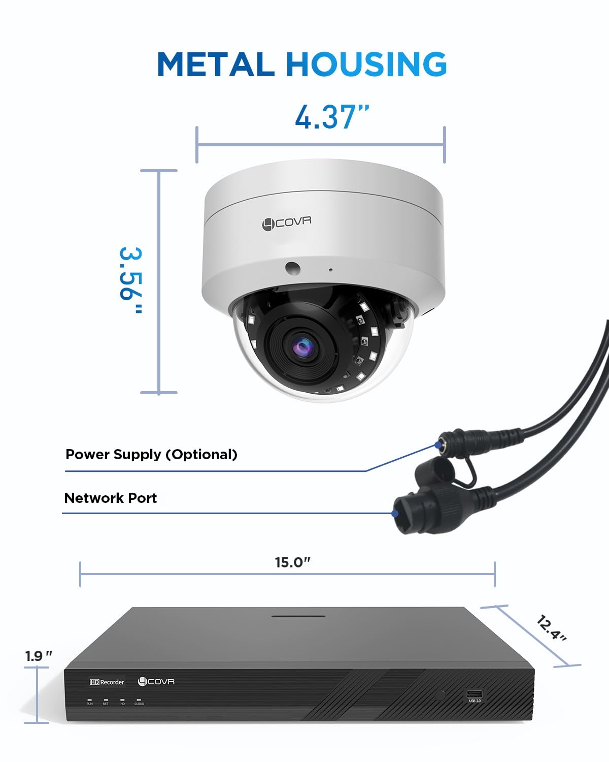 4COVR 12MP 16 Channel PoE Security Camera System, Human/Vehicle Detection, 12Pcs IK10 Vandal-Proof 12MP Wired Commercial Dome IP Camera IP67, 16CH NVR 4TB, Business Surveillance Outdoor, LY54AXAM1612