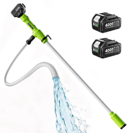 Taskstar Cordless Stick Transfer Pump for Water/Diesel, 2.2" Filter OD, 720GPH Fast Drain, Battery Powered 60-Min Runtime, 16FT Lift Head for Basement, Pool, Pond, Rain Barrels, Boat, Aquarium, RV