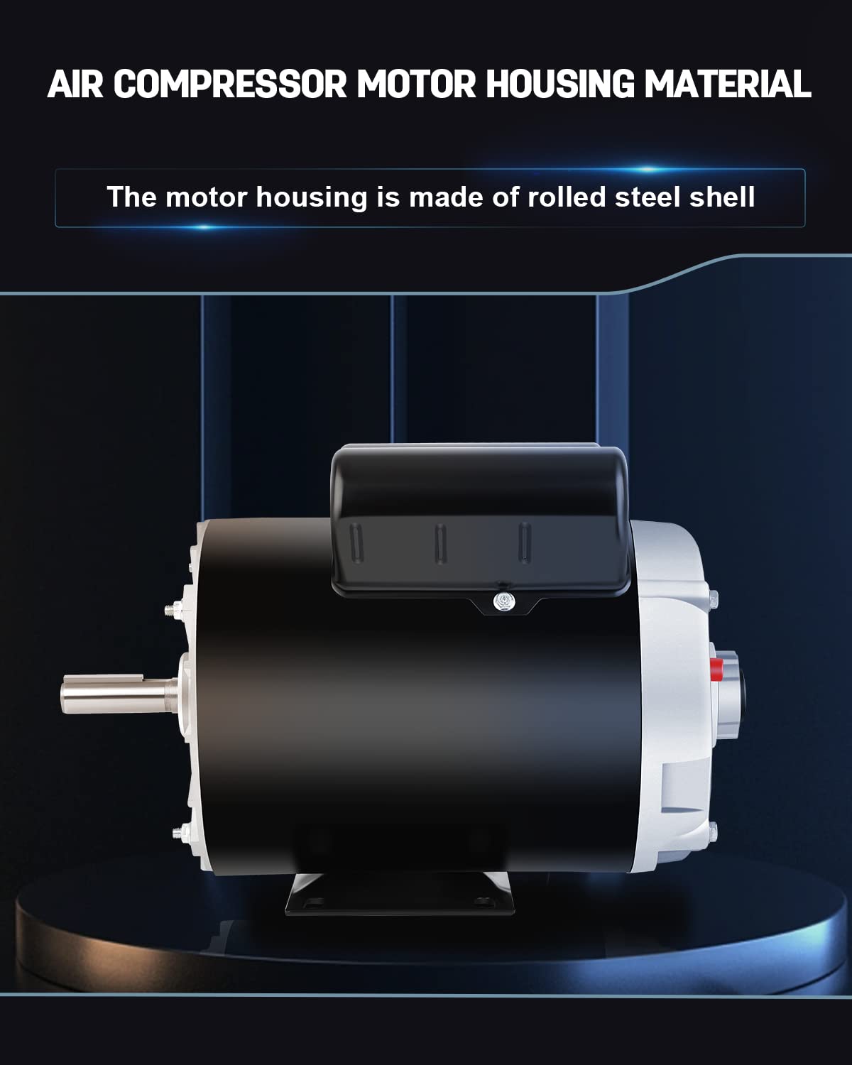 Air Compressor Electric Motor, 3HP SPL 3450 RPM, 115/230V Single Phase, 56 Frame 5/8 Keyed Shaft 60 Hz, Commercial-Duty CCW Rotation, 1.88 Shaft Length for Air Compressors