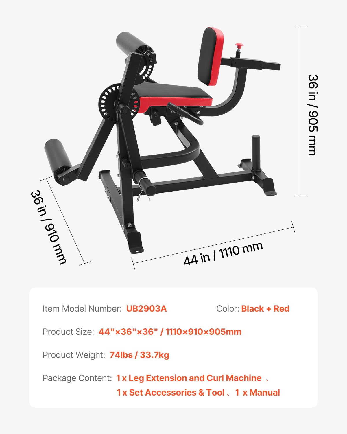 VEVOR Leg Extension and Curl Machine, 700 lbs Capacity Lower Body Special Leg Machines, Adjustable Leg Exercise Bench, Leg Rotary Extension for Thigh, Home Gym Workout Training Weight Equipment