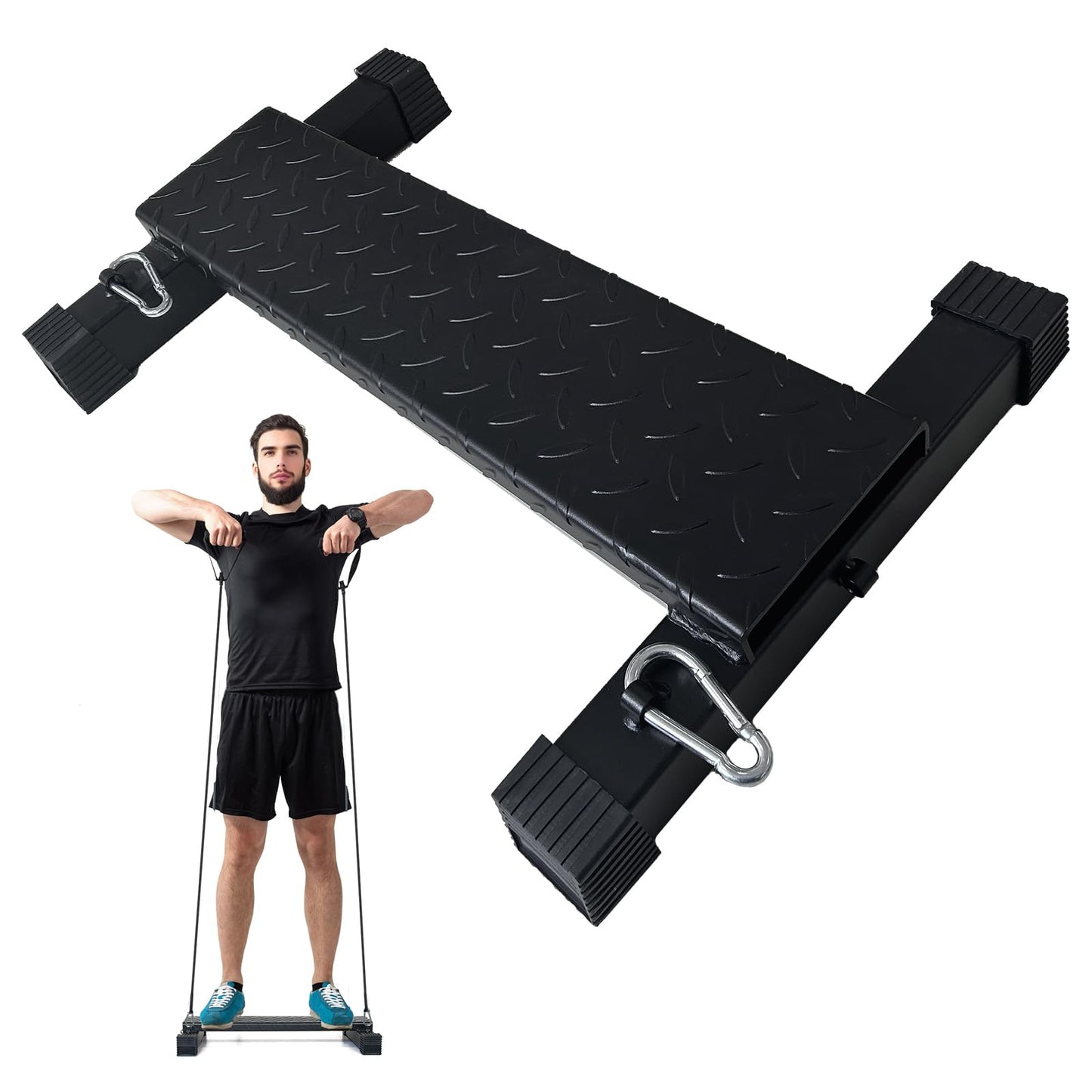 BLUSLM Multifunctional Steel Calf Raise Bar, Wide Standing Calf Raise Block for Calves Stretching, Foot Stretch Platform, Anti-Slip Squat Machine for Home Gym Workout (Black calf bar 01)