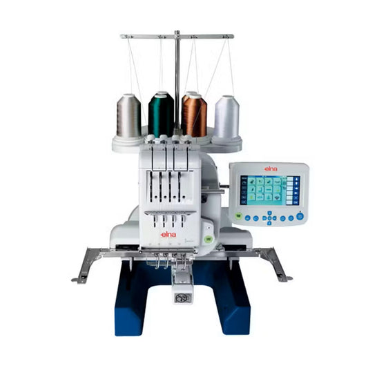 Elna eXpressive 940 Industrial-Inspired Multi-Needle Embroidery Machine with 4 Needles, Remote Computer Screen (4.6"x3.4"), Indepedent Bobbin Winder Motor, and 6 LED Lamps in 4 Locations
