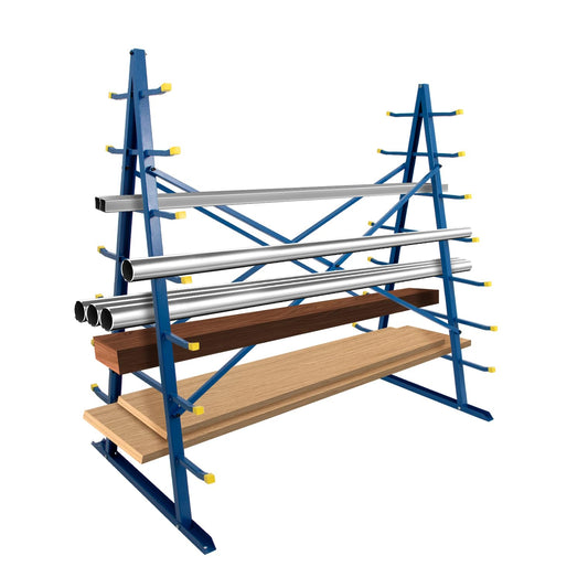 2000 lbs Horizontal Storage Rack, 60"D x 66"H x 36" W Heavy Duty Freestanding Steel Horizontal Bar, Pipe, Long Parts Storage Rack, 7-Level Wood Lumber Shelf Organizer for Garage Workshop Shed, Blue