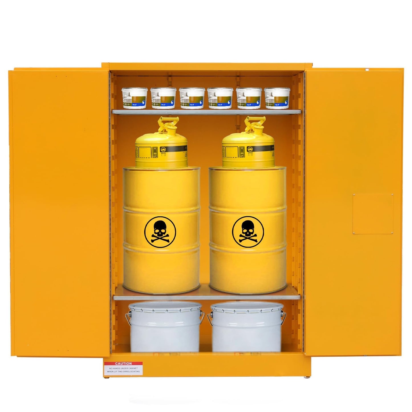 ExploreHorizon 45 Gal Flammable Safety Cabinet, 43" x 18" x 65" Galvanized Steel Flammable Liquid Storage Cabinet with 2 Adjustable Shelves 2 Manual Doors for Industrial Use, Yellow