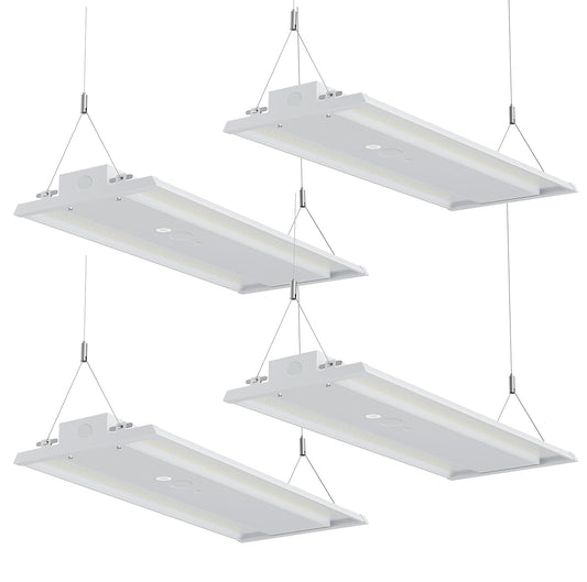 JC-LGL LED Linear High Bay Light, 210W High Bay Shop Lights Fixture, Compatible with Industrial 120-277V, 31500LM Linear High Bay Light for Shop Garage Warehouse, UL Complied, 4 Pack, White