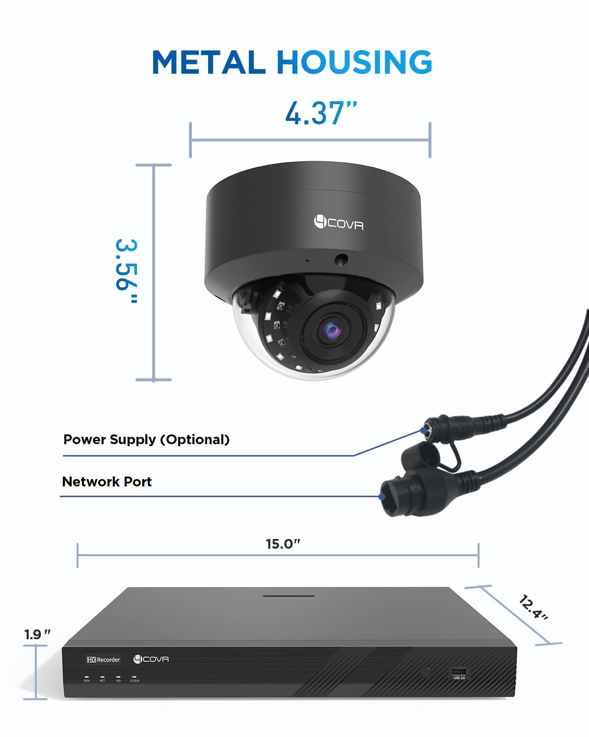 4COVR 16 Channel PoE Business Security Camera System, 12x 5MP IK10 Vandal-Proof Dome IP Cameras, IP67 Weatherproof, Human/Vehicle Detection, 4K NVR with 4TB HDD, Outdoor Surveillance, LY54AB5M1612-1