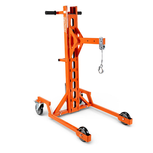 Superhandy Portable Hydraulic Crane Lift, Tool-Free Disassembly, Foot Pedal Operation, 6-Inch PU Wheels with Brakes, No Power Required, for Trucks, Garages & Workshops