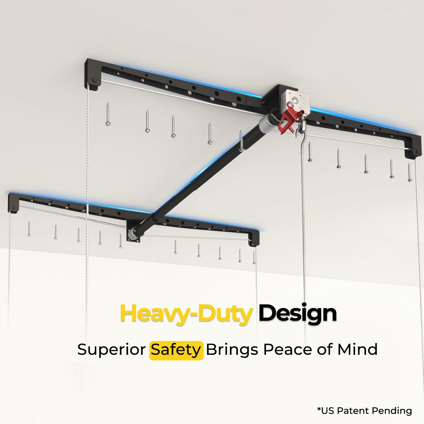 KOKORACKER Garage Ceiling Storage Rack, 4x4 Ft Adjustable Overhead Garage Storage Rack Lift, Heavy-Duty Ceiling Mounted Storage Lift System for Garage Organization, 250lbs Weight Capacity