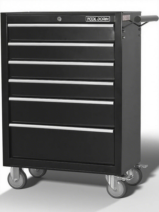 6-Drawer Rolling Tool Chest with Locking Wheels & Drawers, 13" D x 24.2" W x 36.6" H Mobile Tool Storage Cabinet, Heavy-Duty Garage Organizer with Ergonomic Handle