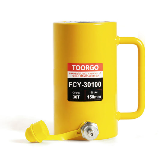 TOORGO 30T 4Inch Stroke Porta Power Single Acting Lifting Cylinder for Shipbuilding, Machinery and Industry,Automatically Retract Split Hydraulic Cylinders Jacks, Yellow