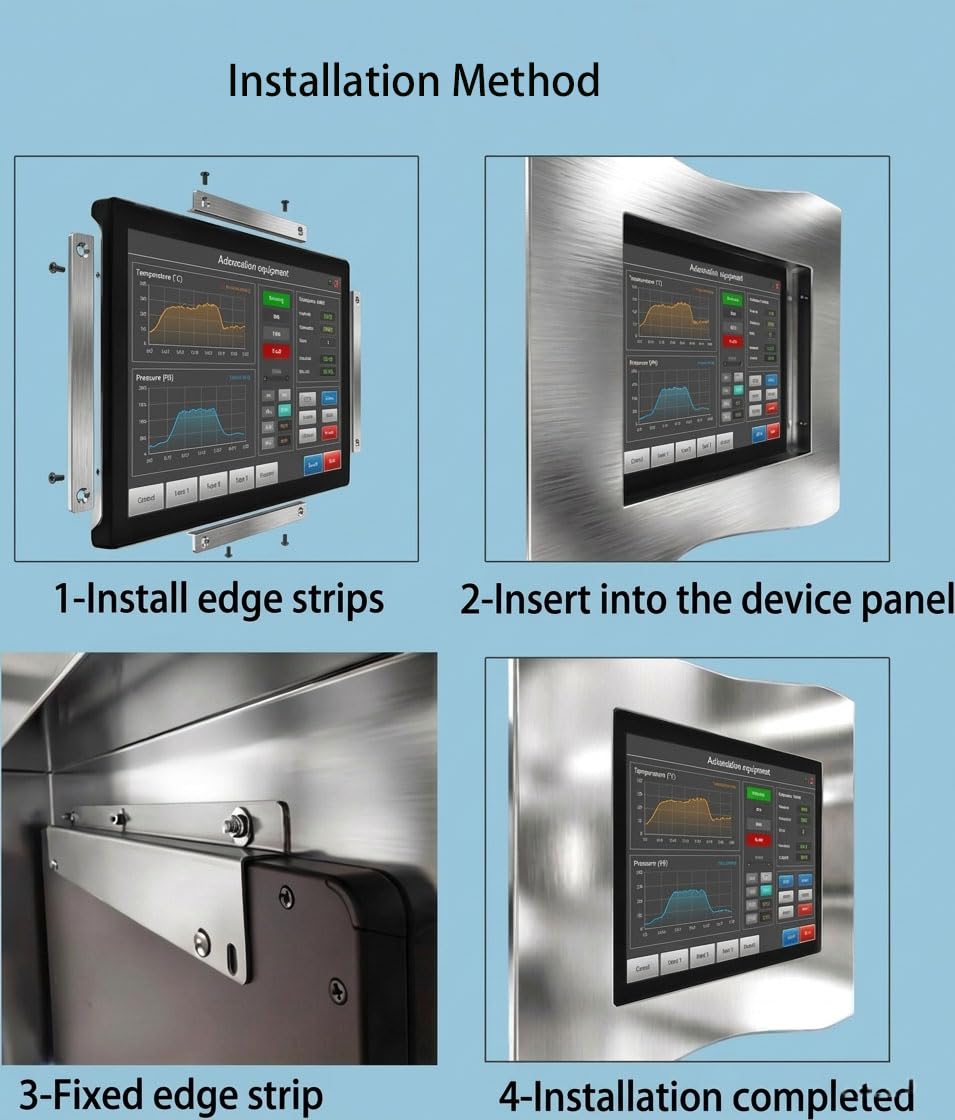 RIUIIN 13.3 Inch Industrial PCAP Touchscreen Monitor, 1920x1080 Resolution 16:9 Aspect Ratio Waterproof,VGA+HDMI Port, 24/7 Continuous Working Open-Frame Monitor