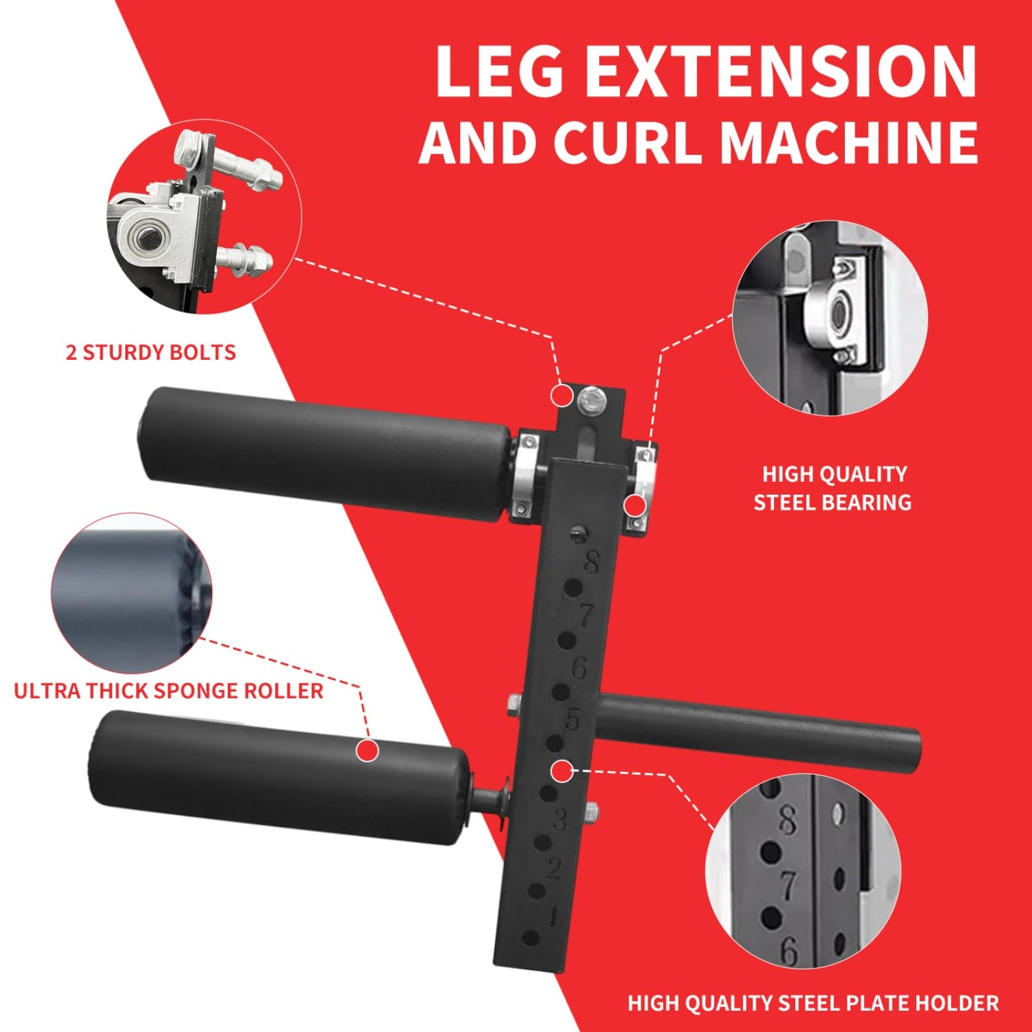 MARLANG Leg Extension and Curl Machine for Power Rack Attachments, Leg Extension Attachment for Home Gym, Leg Curl Attachment for Workout Equipment