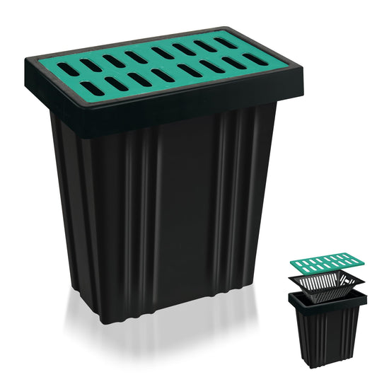 12"x20"x24" Narrow Deep Catch Basin - Space-Saving Sump Drain Box with Debris Filter, Frost-Line Protection for Tight Areas, PP Material, SINK