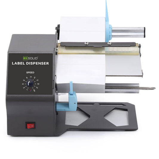 U.S. Solid Automatic Label Dispenser for Rolls and Fanfold Labels - Translucent and Opaque - Adjustable Speed - Core Sizes 1", 1.5", 3" - Width 0.2-7 in - Length 0.2 in-∞