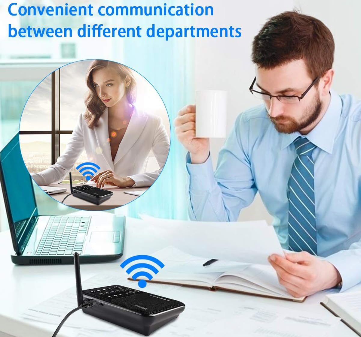 Wireless Intercom System for Home 5280 Feet Range 10 Channel 3 Code, Intercoms Wireless for Home House Business Office, Home Communication System, Room to Room Intercom Wuloo WL666（4 Units Set Black