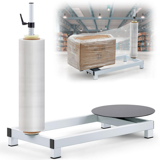 Threlaco Manual Stretch Film Wrapping Machine Heavy Duty Stretch Wrap Machine Dispenser Table Pallet Box Shrink for 12-20in Film Warehouse Factory Express Station Logistics Center Supermarket
