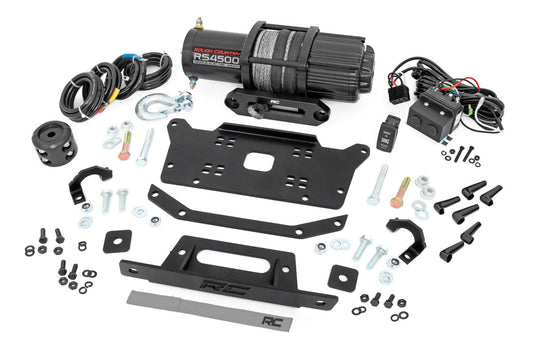 Rough Country 4,500 LB Winch Mount Kit for Honda Talon - Bolt-On Plate with RS4500S UTV Winch & Synthetic Rope