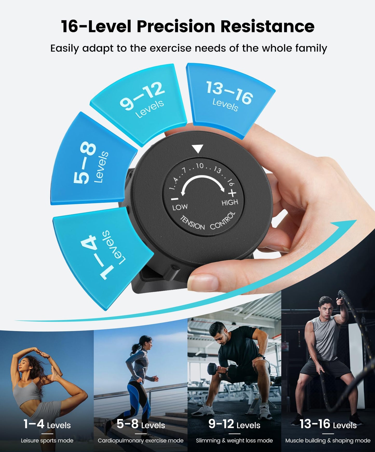Dripex Elliptical Exercise Machine, Hyper-Quiet Magnetic Elliptical Machine for Home, 16-Level Resistance Elliptical Training Machines with 13.2LBS Flywheel, Pulse Sensor & LCD Monitor (Blue)