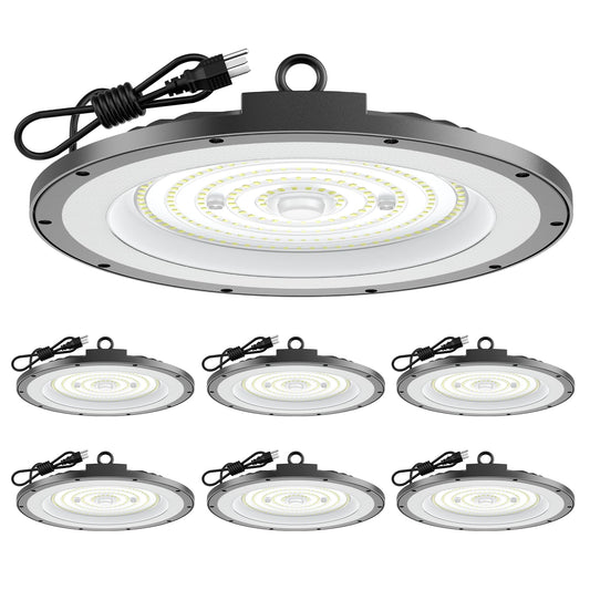 AIKVSXER 300W UFO High Bay Light 45000LM LED Shop Light 6000K Daylight IP65 Waterproof for Warehouse Garage Barn Factory Workshop 5ft Plug & Play 6 Pack