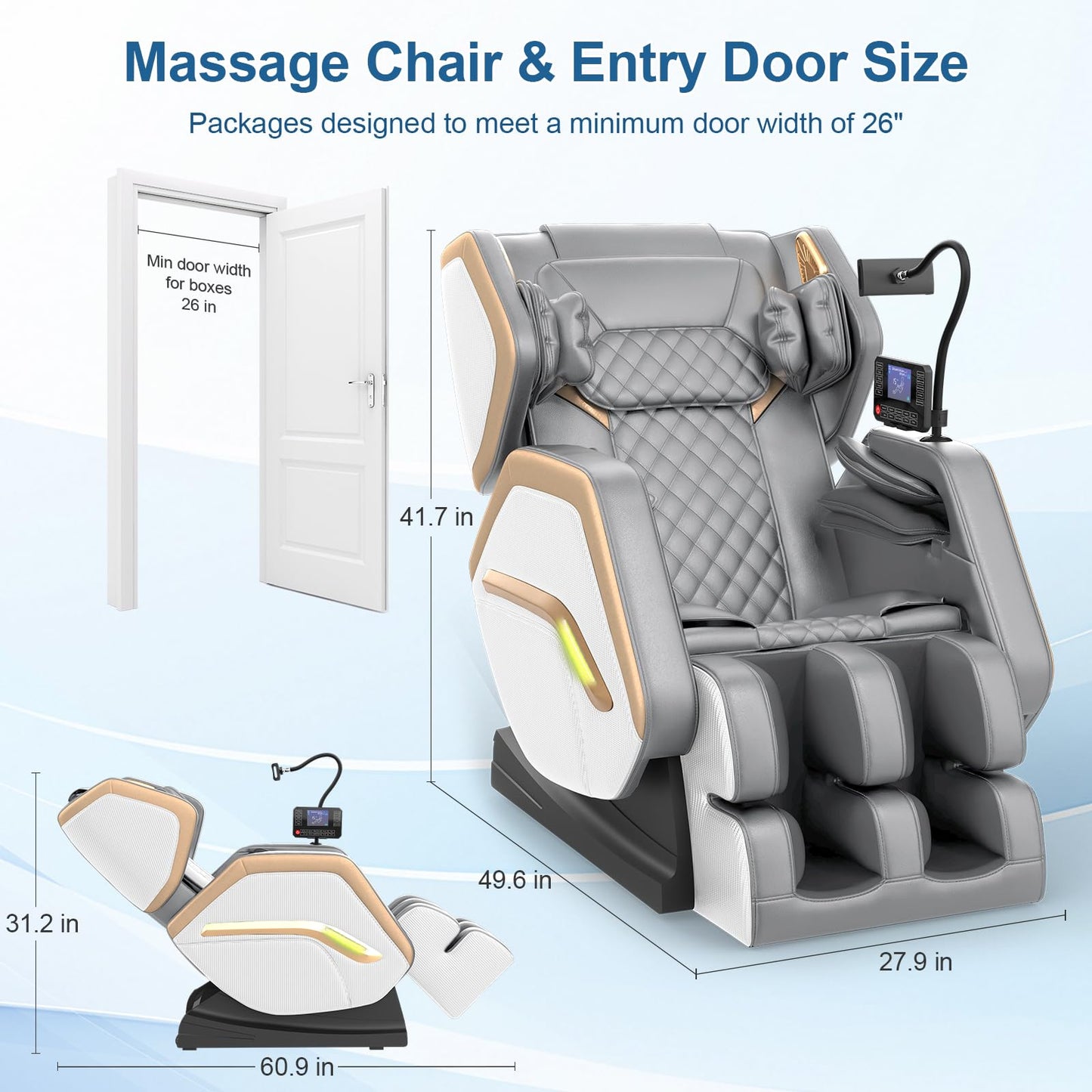 NAGLIFOR Massage Chair Full Body, Zero Gravity Massage Chair 2026 for Back Fatigue with 10 Fixed Rollers, Heating, Airbags, Phone Controller, Bluetooth Speaker, Nightlights for Living Room, Bedroom