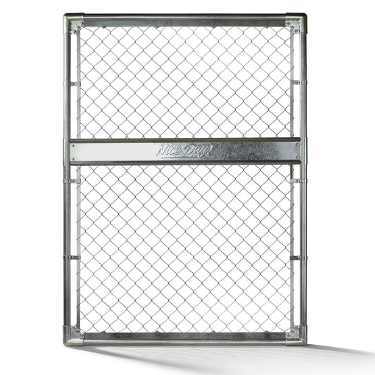 4x5FT(43.3" W x 59.0" H) Heavy Duty Chain Link Gate Easy Installation, Galvanized Steel Chain Link Gate Kit for Yard丨Pet Enclosure丨Backyard（Includes Galvanized Steel Pipes）