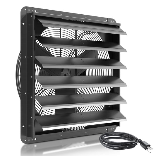HYITO 24 Inch Shutter Exhaust Fan, Aluminum Wall Mounted Exhaust Fan with Power Cord,5280 CFM High Speed Automatic Louvered Vent Fan for Greenhouse, Factory,Shop,Garage, ETL Listed