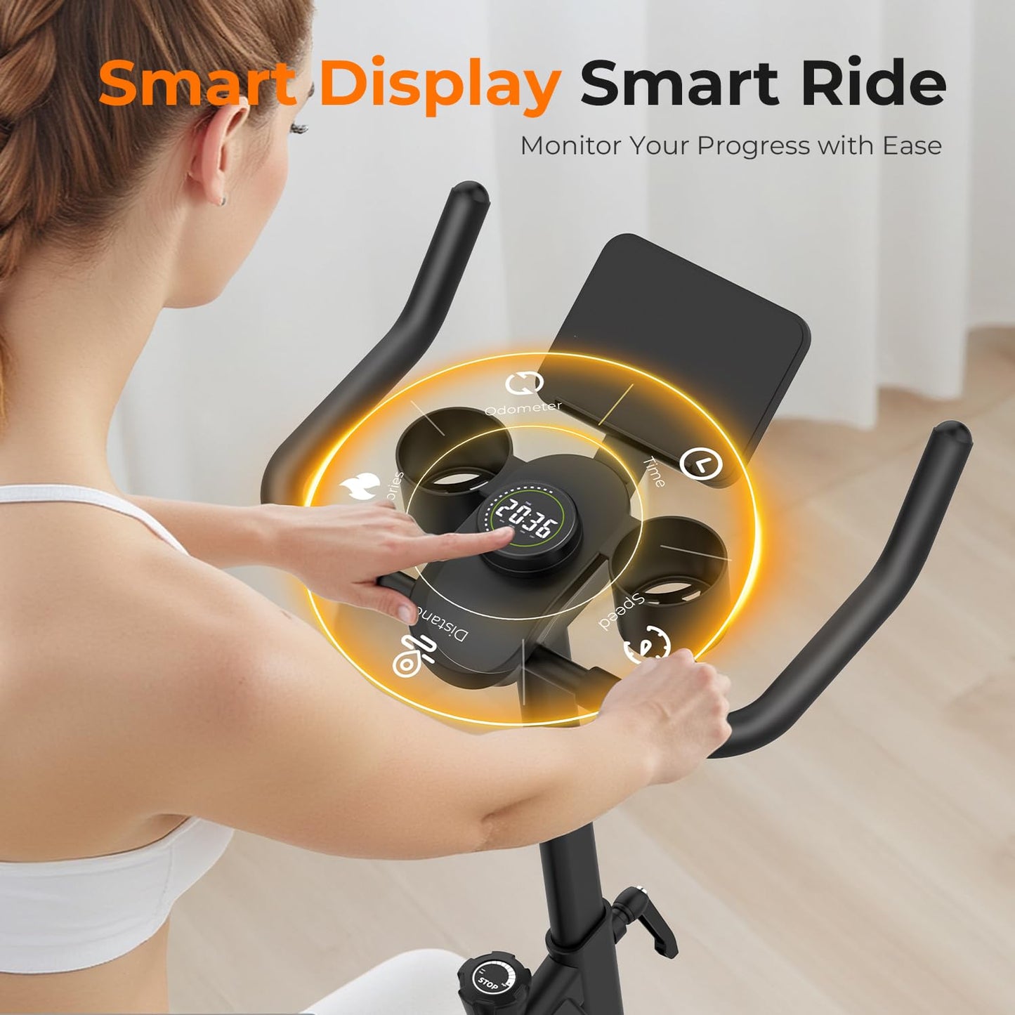 OWLSKY Exercise Bike with APP, Stationary Bike for Home, 300 lbs Capacity Quiet Indoor Cycling Bike Gym Cardio Workout, Adjustable Seat & Tablet Holder Friction-Black