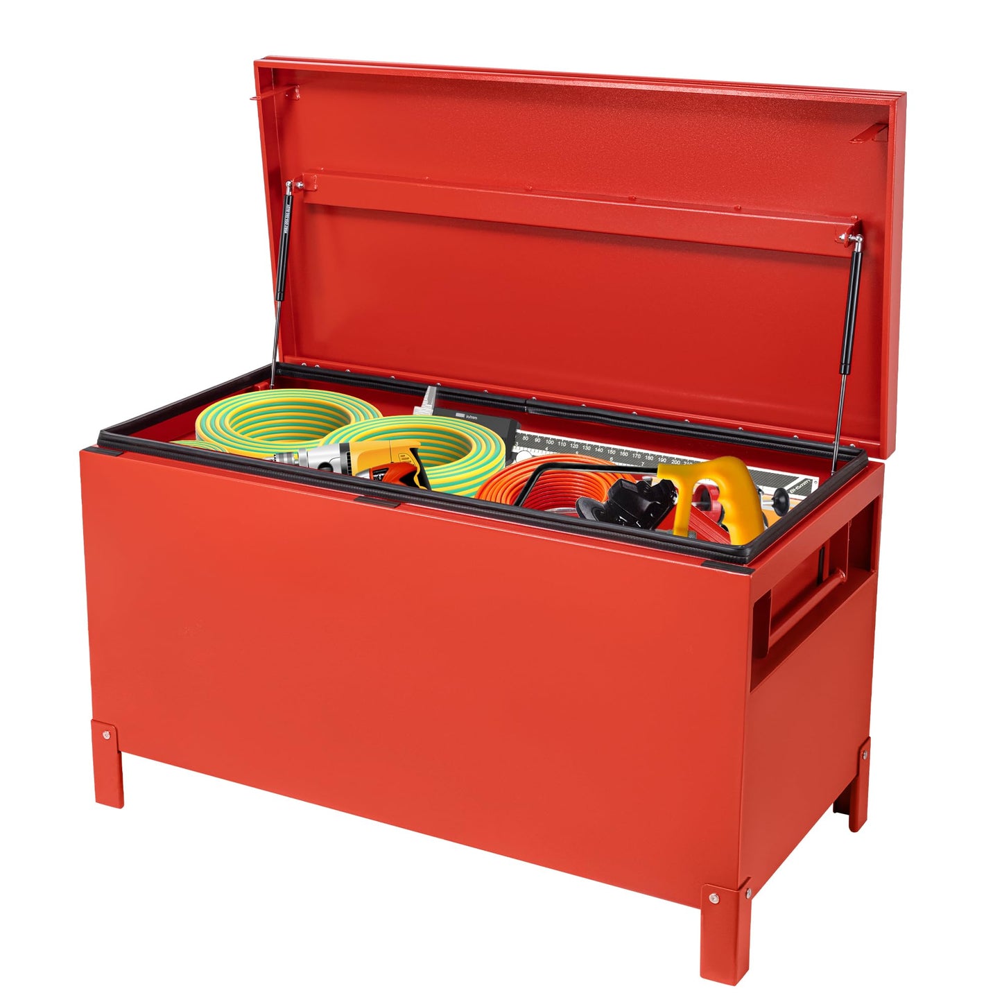 ExploreHorizon Aluminum Truck Tool Box Jobsite Storage Box Toolbox Chest Cabinet Heavy Duty Truck Bed Toolbox Gangboxes Tools Organizer Pick Up Truck Bed RV Trailer With Side Handles