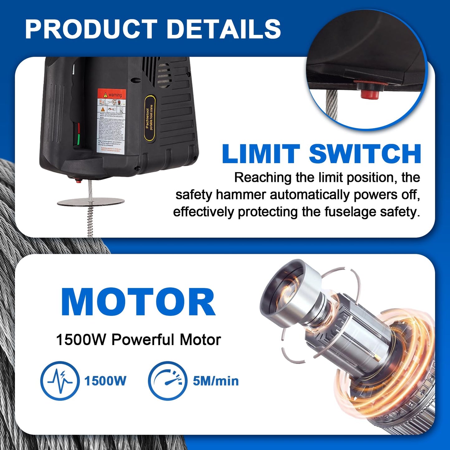3-in-1 Portable Winch, 660lbs Electric Hoist Winch Portable Electric Power Winch, 39ft Height Crane Winch Hook Pulley Lifting Strap with Wired & Remote Control fo Lifting Towing