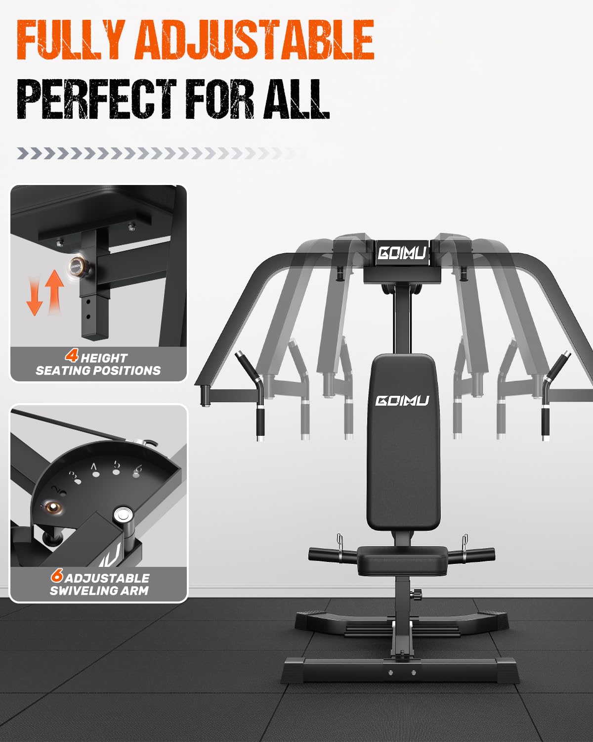 GOIMU Chest Fly Machine, CF01 PEC Fly and Reverse Delt Machine, Adjustable Upper Body Workout Equipment for Pectoral and Rear Deltoid, Chest Machine with Band Pegs for Home Gym