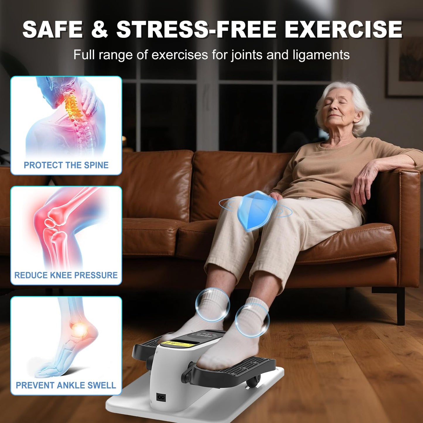 Under Desk Elliptical Machine, Electric Seated Pedal Exerciser,Elliptical Leg Exercisers for Seniors,Mini Ellipse Leg Exerciser with Remoter,12 Adjustable speeds Pedal Exerciser