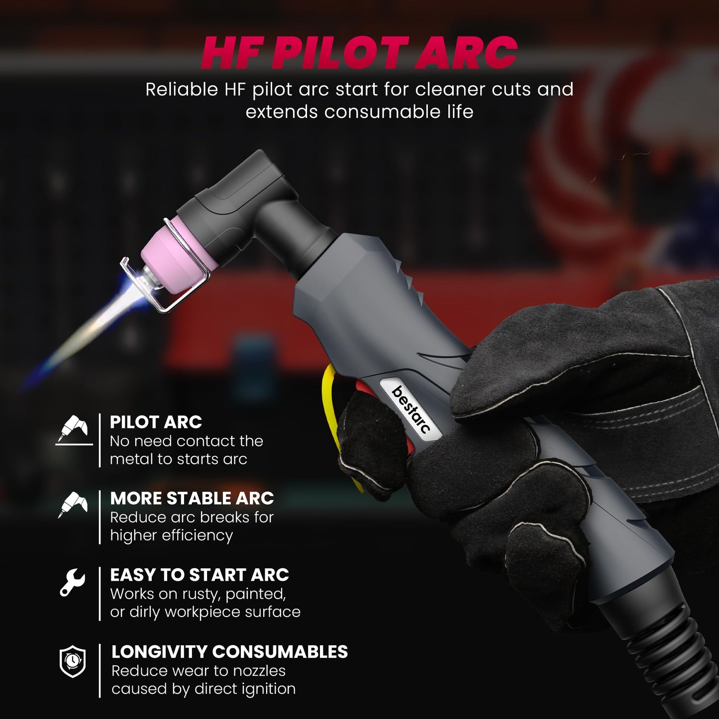 bestarc Plasma Cutter, [Pilot Arc][Large LED Display][Air Sensor] 60A bestarc Plasma Cutter Machine 110/220V Dual Voltage, 1/2 Inch Clean Cut 4/5 Inch Max Cut, Post Flow Mesh, 2T/4T for Beginners DIY