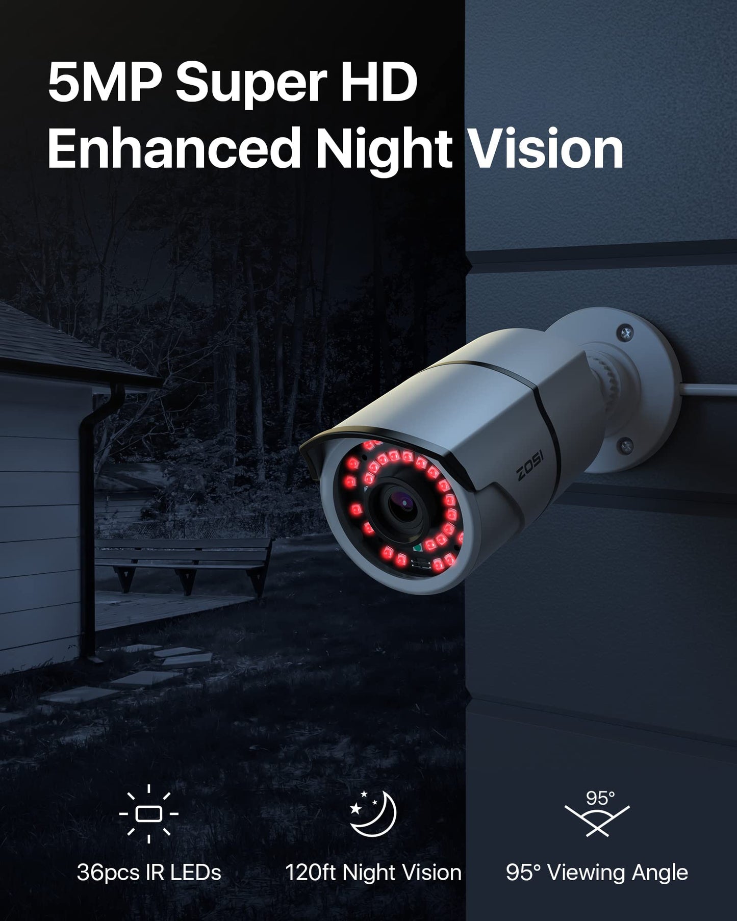 ZOSI 4K 16CH PoE Home Security Cameras System with 4TB Hard Drive,8MP 16 Channel CCTV NVR,12pcs 5MP Outdoor PoE Cameras,120ft Night Vision,Person Vehicle Detection,Remote Access,for 24/7 Recording