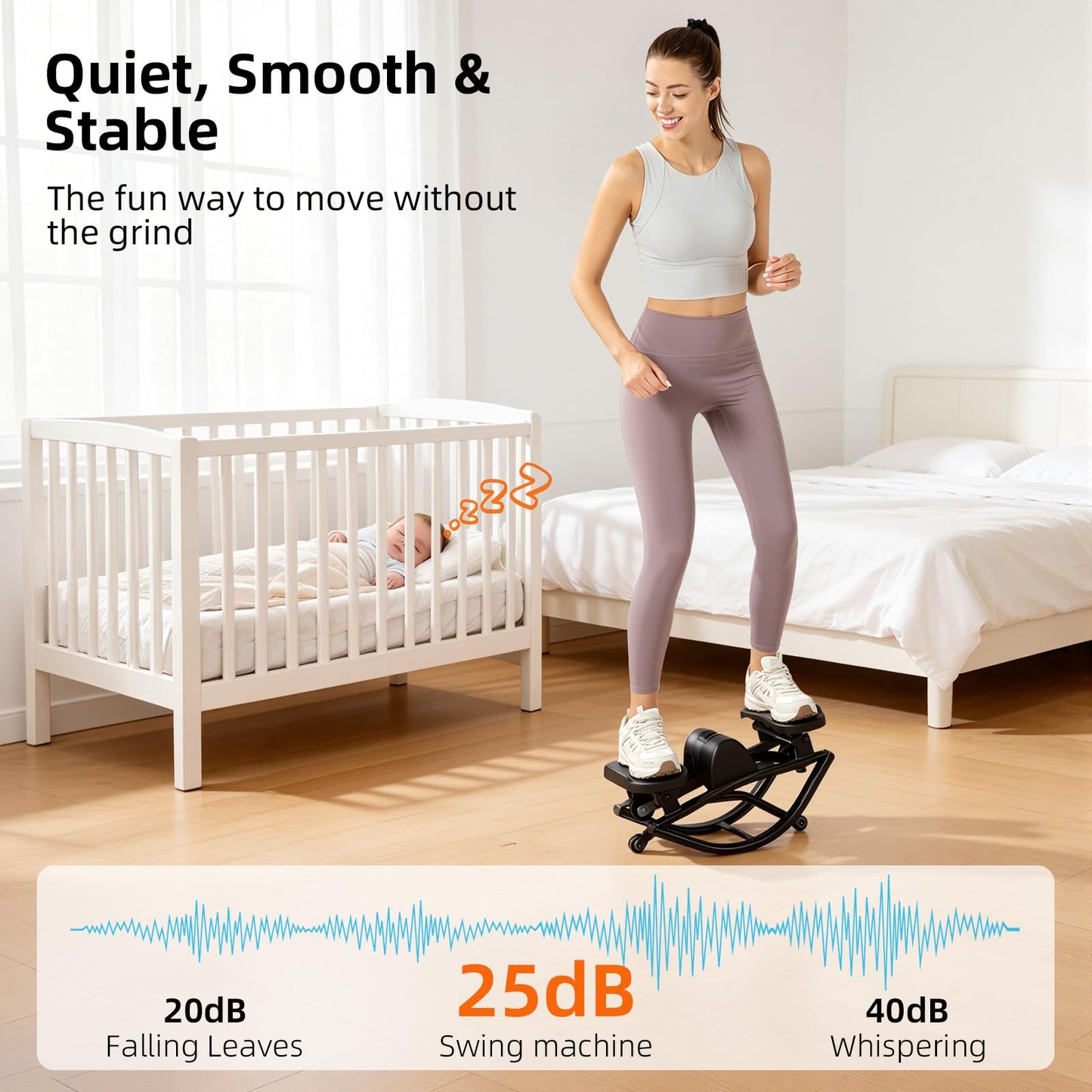 The Rock Stepper Side to Side, U-Shaped Low-Impact Mini Stepper, Quiet Lateral Rocking Step Machine, Compact Stair Stepper for Home Workout & Leg Glutes Exercise