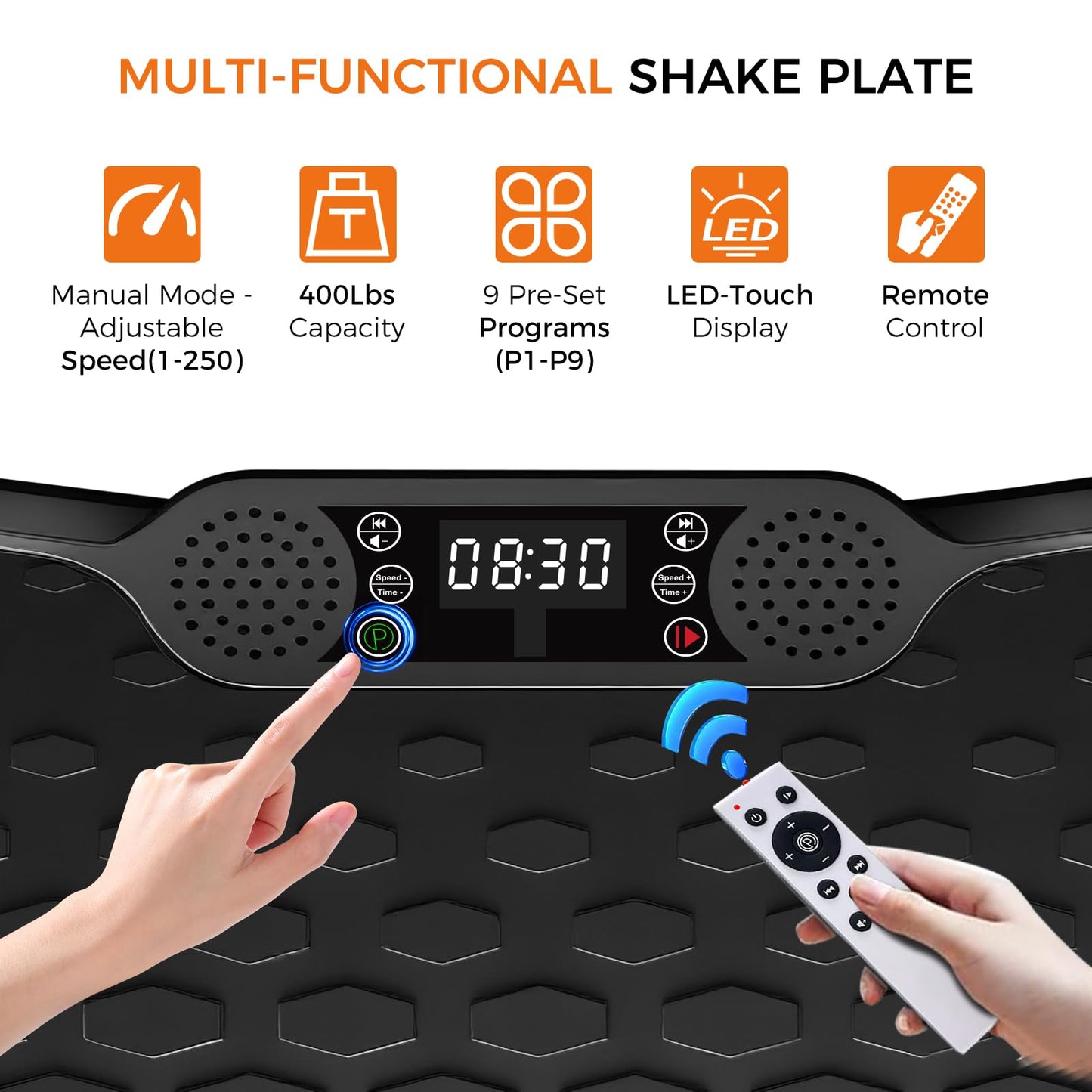 Vibration Plate Exercise Machine, 250 Speeds Home Fitness Vibrating Plate for Lymphatic Drainage, Vibration Plate 400 Lbs Capacity, Vibrating Plates for Weight Loss, Workout Equipment for Women Men