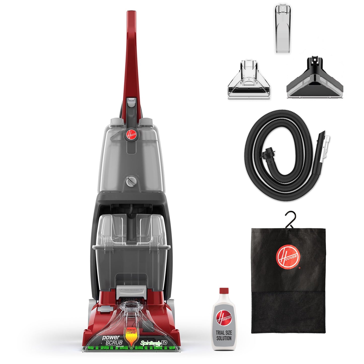 Hoover PowerScrub Deluxe Carpet Cleaner Machine, Deep Cleaning Carpet Shampooer Machine, SpinScrub Brushes, HeatForce Drying, Pet & Upholstery Tools, Pair with Hoover Carpet Cleaner Solution