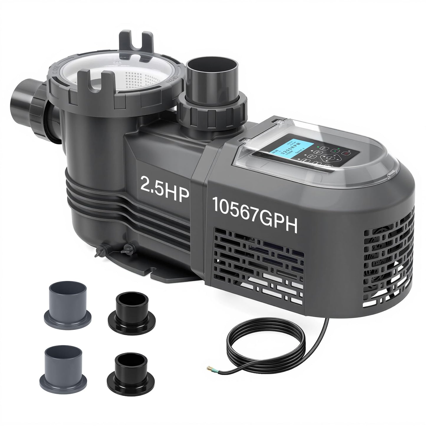 Anbull Variable Speed Pool Pump, 2.5 HP, 220V, 10567GPH, Above/Inground Pool Pump, Energy Efficient, High Flow, Powerful Self Primming Swimming Pool Pumps with Filter Basket