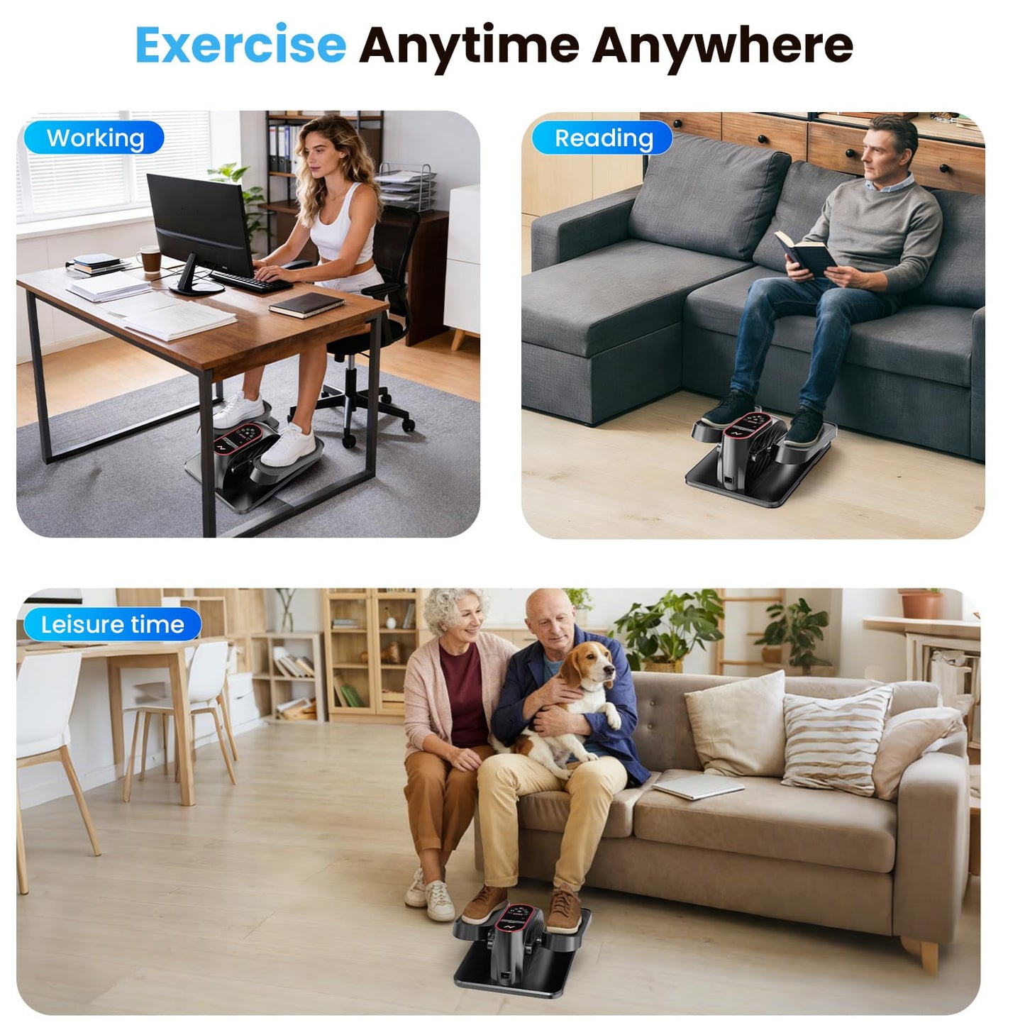 AXV Under Desk Elliptical Exercise Machine,Electric Ellipse Leg Exerciser As Seen On TV,Training Machines While Sitting for Seniors Home,Portable, Quiet, with Remote Control