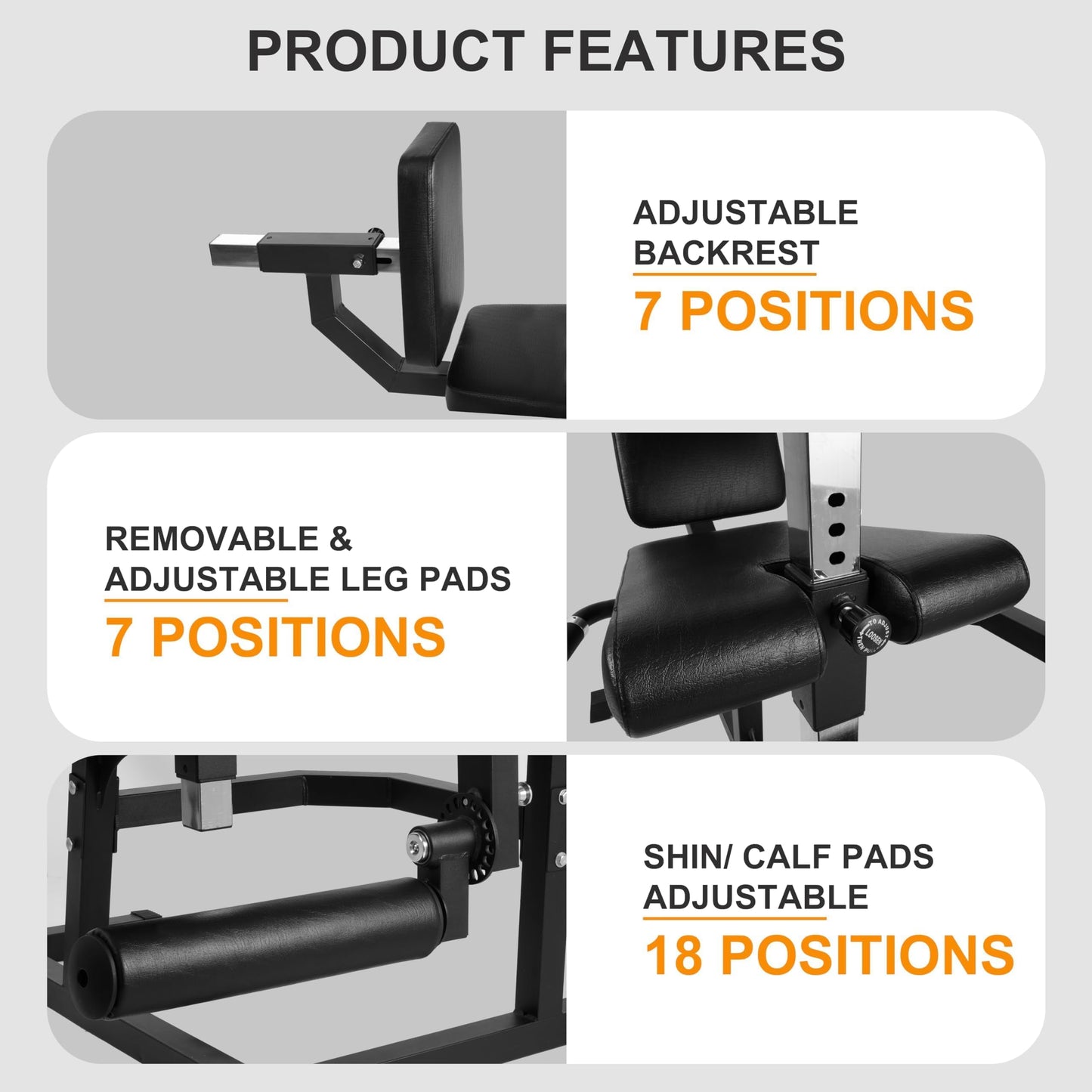 Fitvids Leg Extension and Curl Machine, Lower Body Special Leg Machine, Adjustable Leg Curl Workout Exercise Bench with Squat Rack, Leg Workout Equipment Home Gym Weight Machine