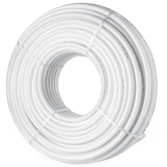 VEVOR PEX Pipe 3/4 Inch, 500 Feet Non-Oxygen Barrier PEX-B Flexible Pipe Tubing for Potable Water, for Hot/Cold Water & Easily Restore, Plumbing Applications with Free Cutter & Clamps,White
