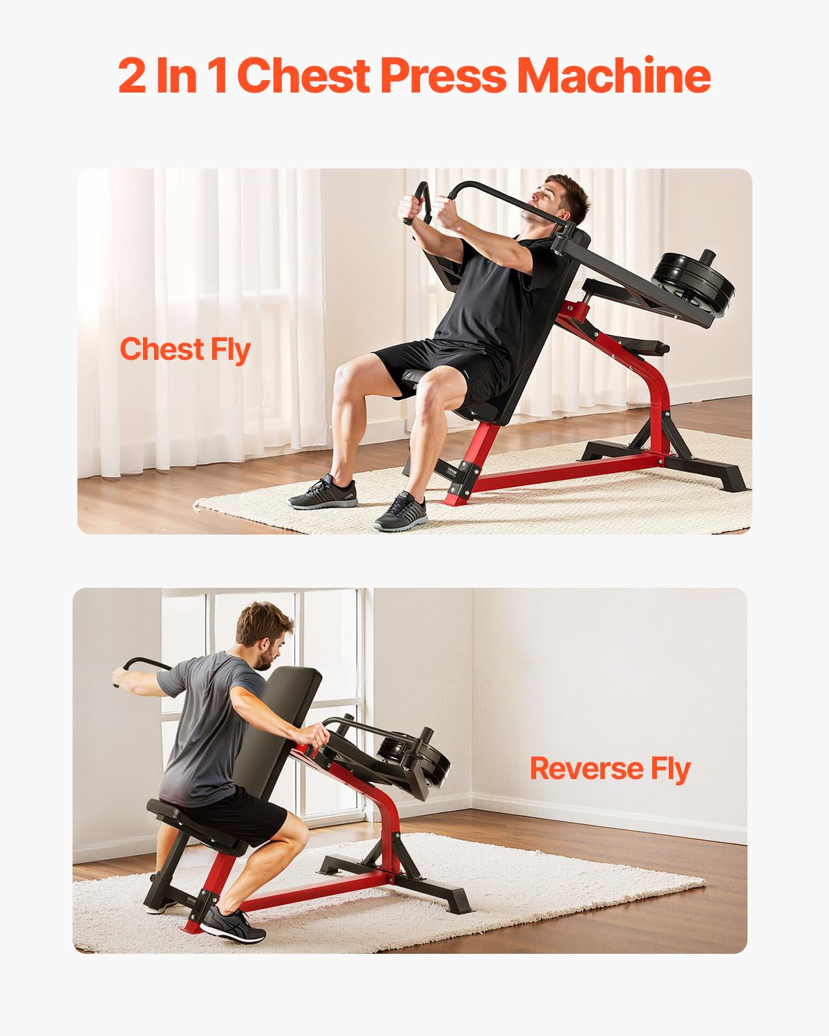 VEVOR Chest Press Machine, Incline Chest Fly and Rear Delt Fly Machine, 450 LBS Chest Machine, Adjustable Fitness Bench Press Machine, Home Gym Equipment for Upper Body Strength Training Machine