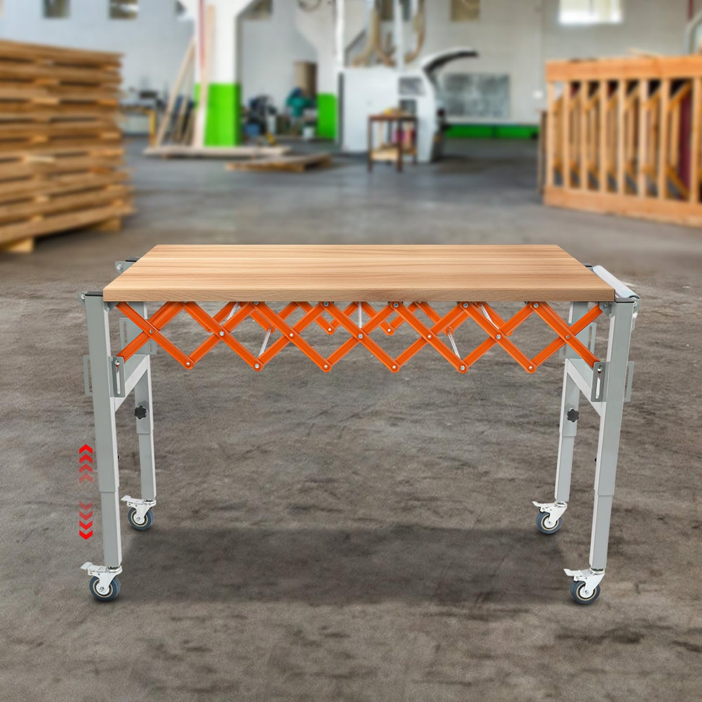 Adjustable Conveyor Roller Stand, Expandable Gravity Conveyor on Wheels Infeed/Outfeed Support Roller Turning Conveyors Belt with 2 Hooks for Warehouse Factory Various Conveying