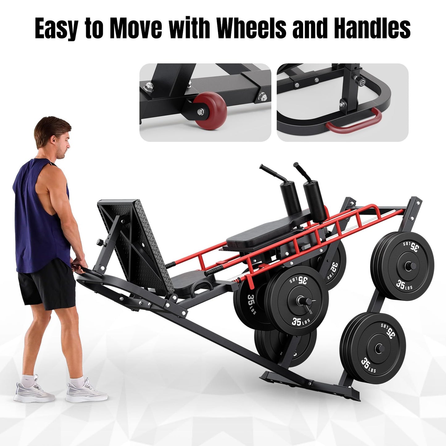 Dripex Leg Press Hack Squat Machine Combo for Home Gym, Adjustable Leg Press Machine for Full Lower Body Workout, Upgraded Leg Press with Transport Wheels and Weight Storage,Weight Plates Not Included
