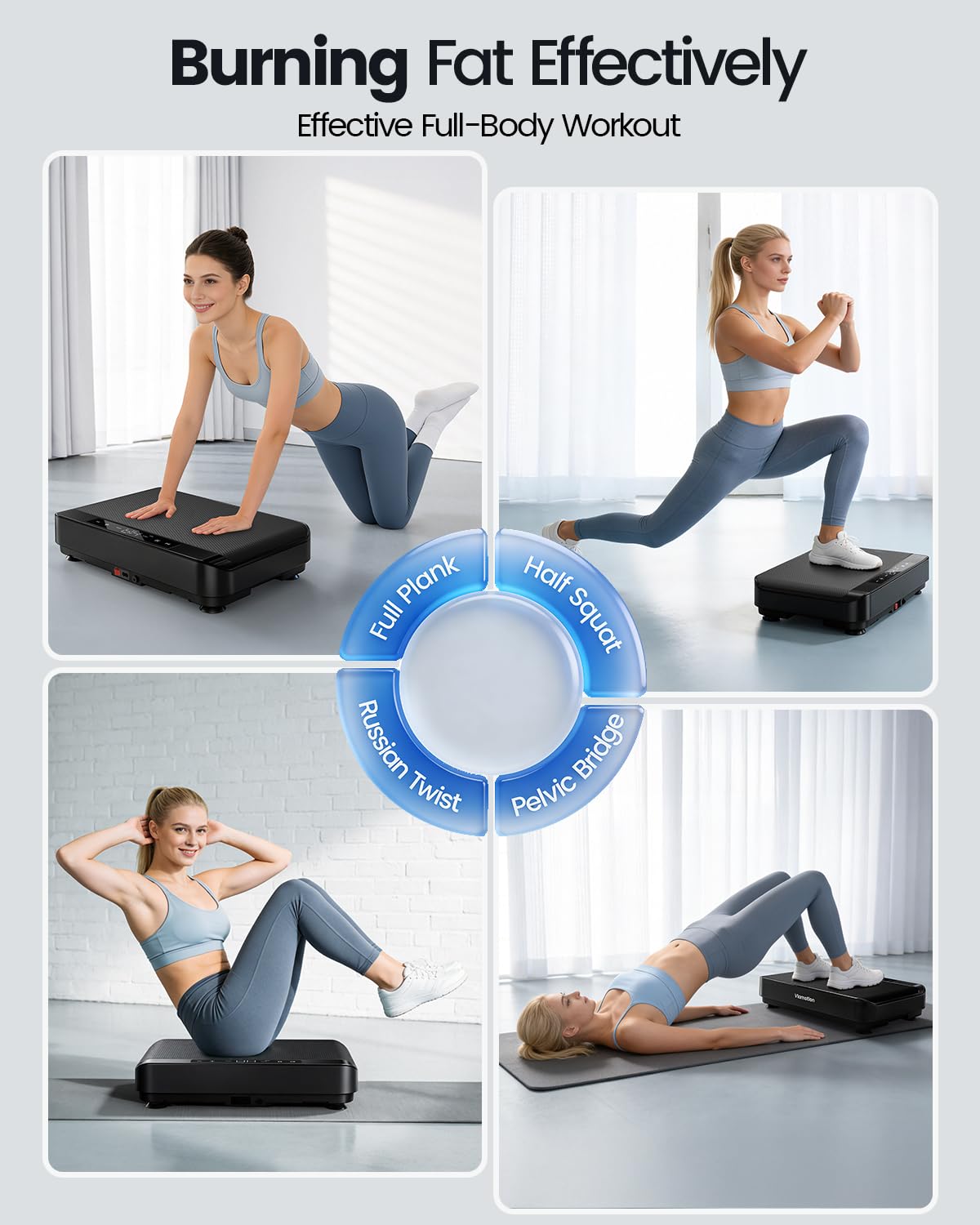 Viamotion Vibration Plate Exercise Machine, Full Body Vibrating Platform for Lymphatic Drainage Weight Loss, 99 Levels Shake Plate with LED Display for Women, Black