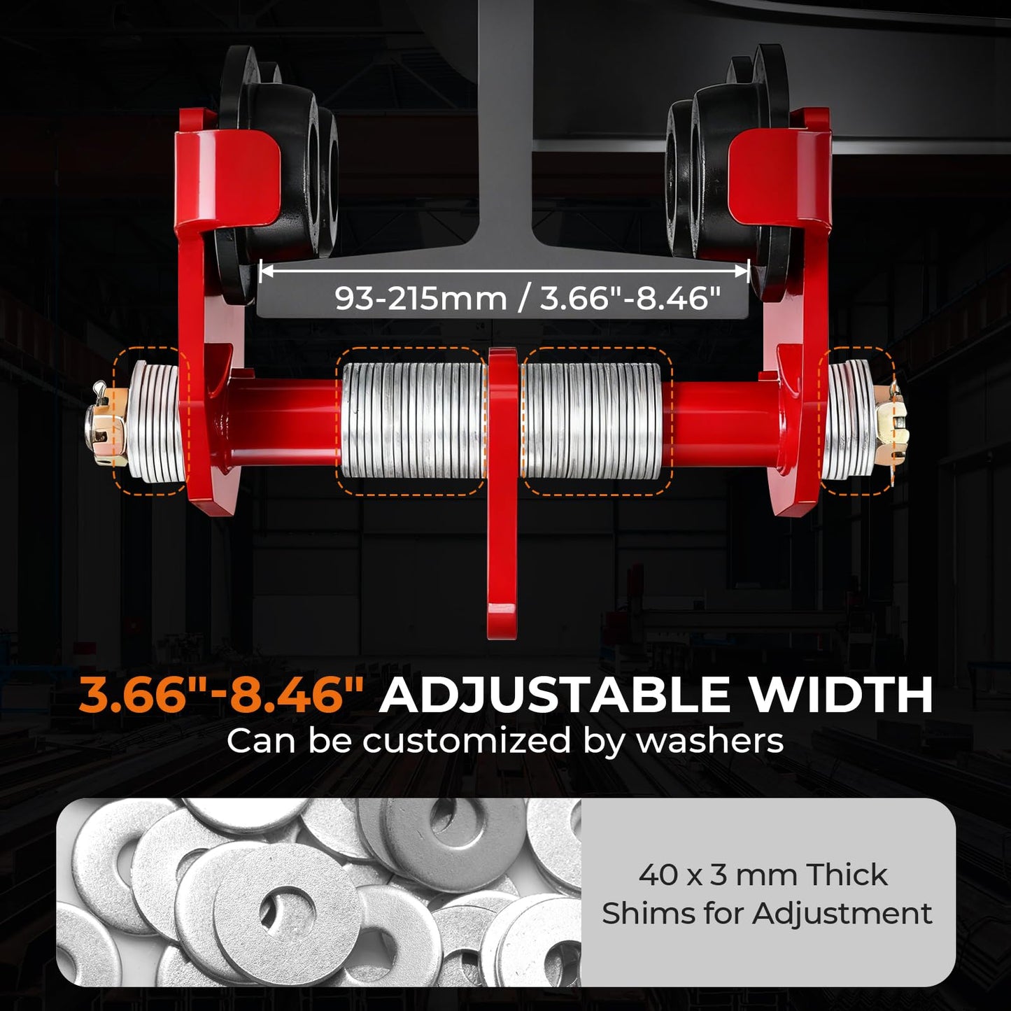 BEAMNOVA I Beam Trolley 3 Ton Manual Adjustable for I-Beam Flange Width 3.66" to 8.46", Overhead Push Beam Trolley Heavy Duty Dual Side Wheels, for Garage Hoist for Straight Curved I Beam